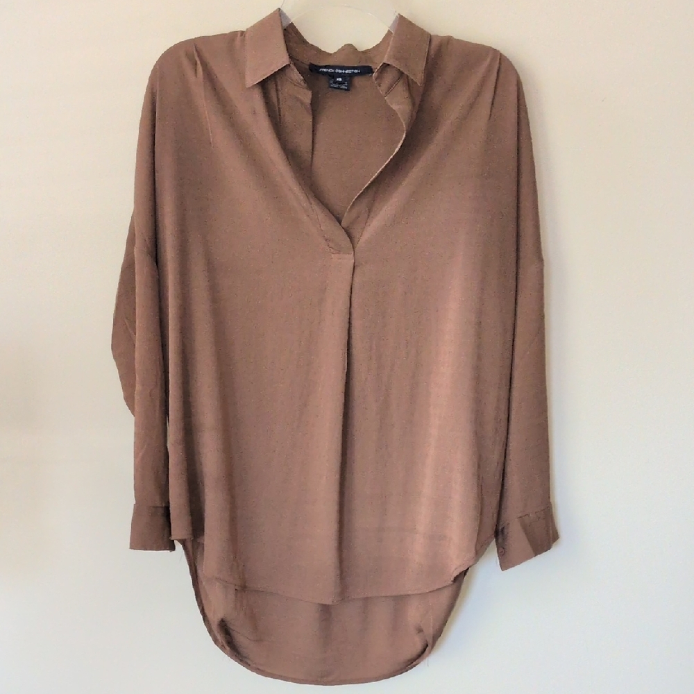 French Connection Brown Tunic Blouse Extra Small